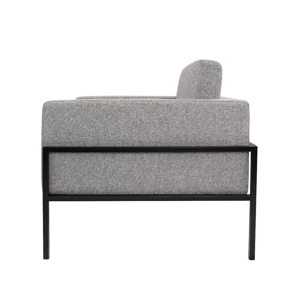 Fiam Accent Armchair, Heather Gray Woven Fabric, Black Metal Legs -BM334077