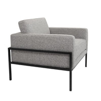 Fiam Accent Armchair, Heather Gray Woven Fabric, Black Metal Legs -BM334077