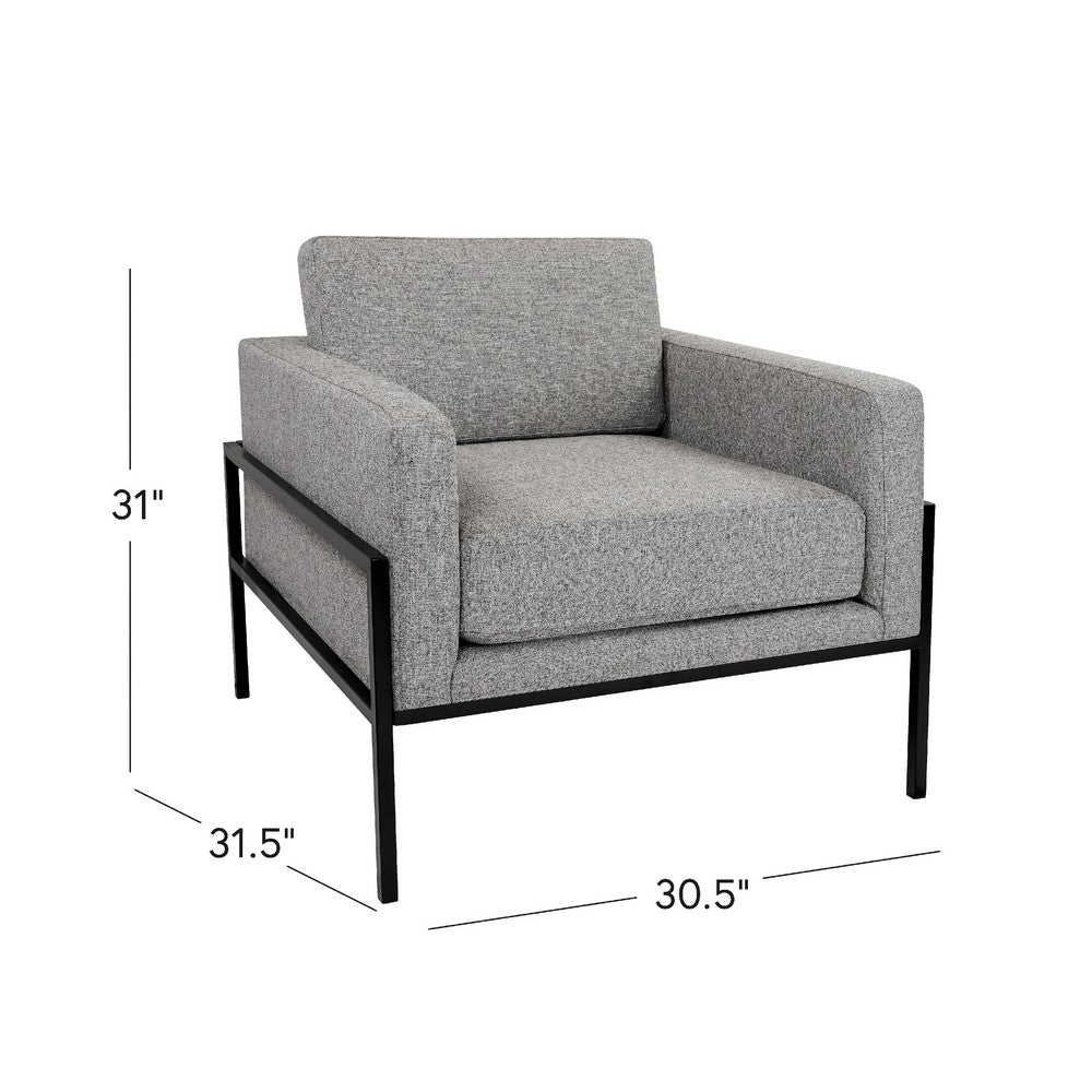 Fiam Accent Armchair, Heather Gray Woven Fabric, Black Metal Legs -BM334077