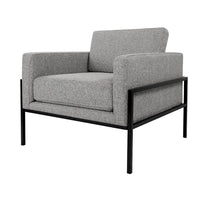 Fiam Accent Armchair, Heather Gray Woven Fabric, Black Metal Legs -BM334077