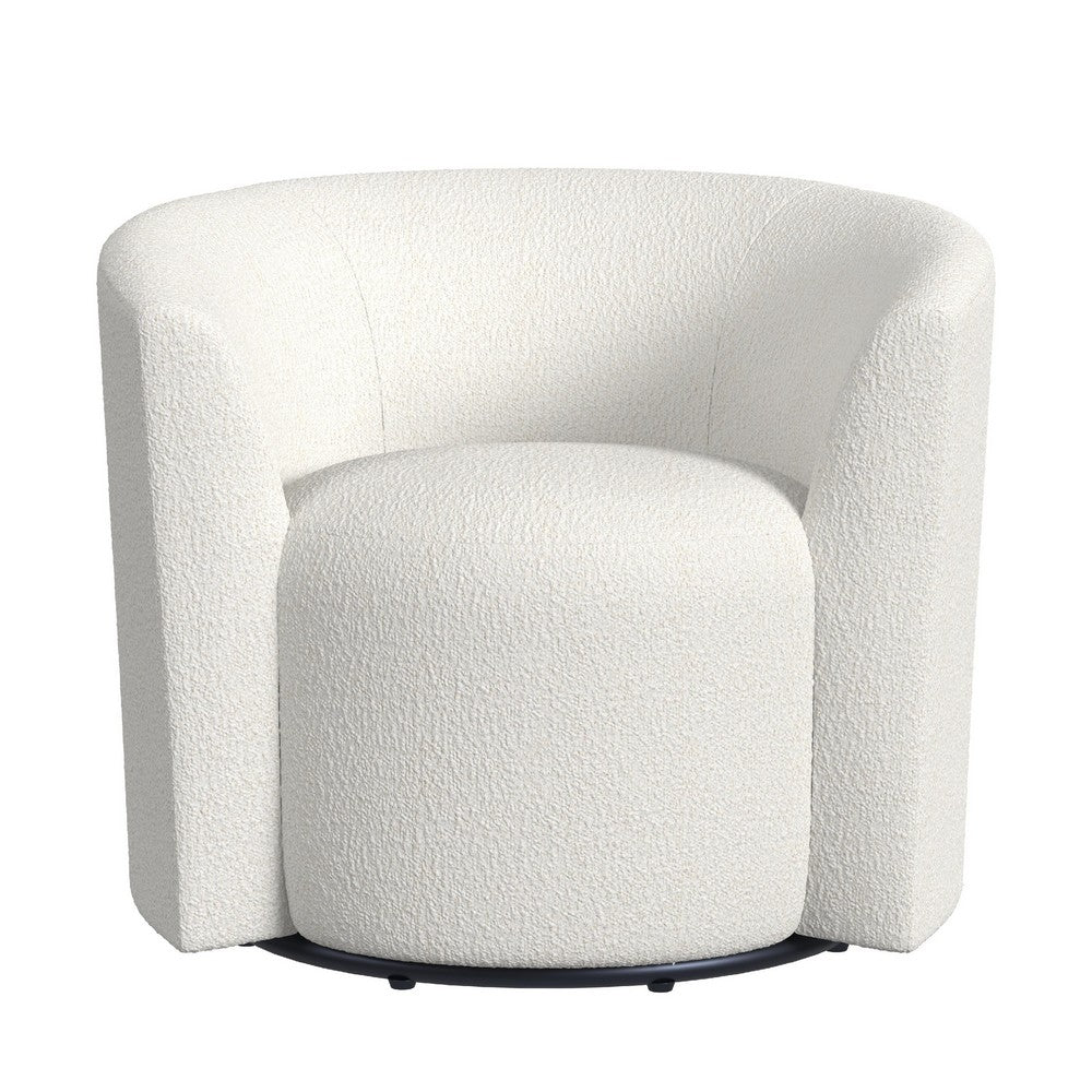 Accent Swivel Chair, Cream Boucle Fabric, Sloped Armrests, Barrel Back -BM334078