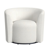 Accent Swivel Chair, Cream Boucle Fabric, Sloped Armrests, Barrel Back -BM334078