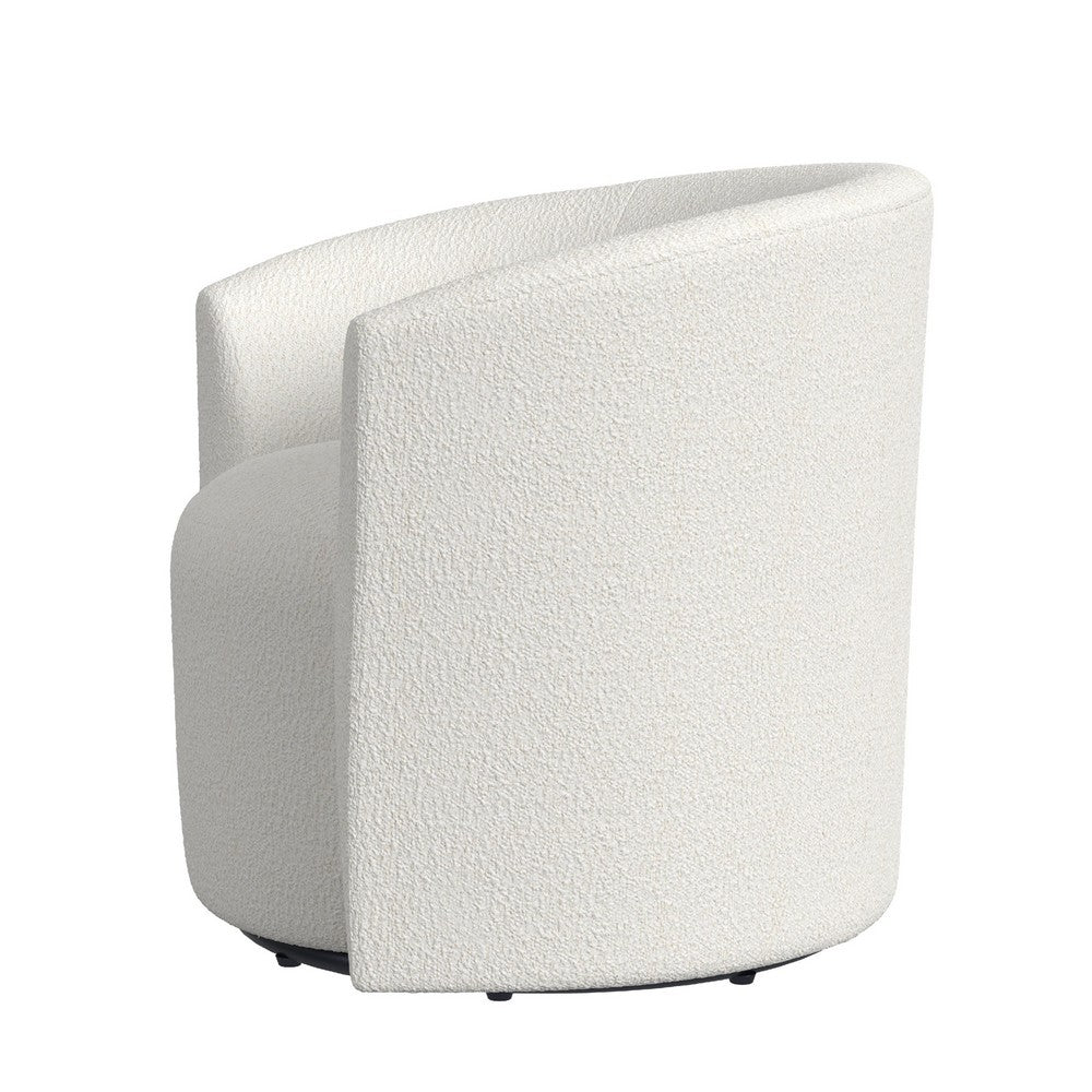 Accent Swivel Chair, Cream Boucle Fabric, Sloped Armrests, Barrel Back -BM334078