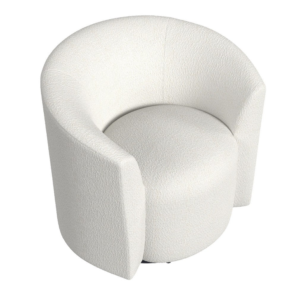 Accent Swivel Chair, Cream Boucle Fabric, Sloped Armrests, Barrel Back -BM334078