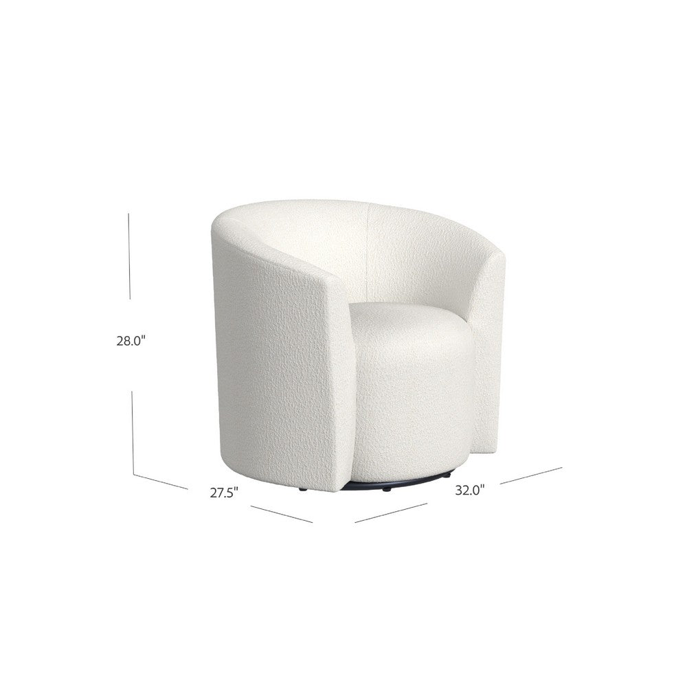 Accent Swivel Chair, Cream Boucle Fabric, Sloped Armrests, Barrel Back -BM334078