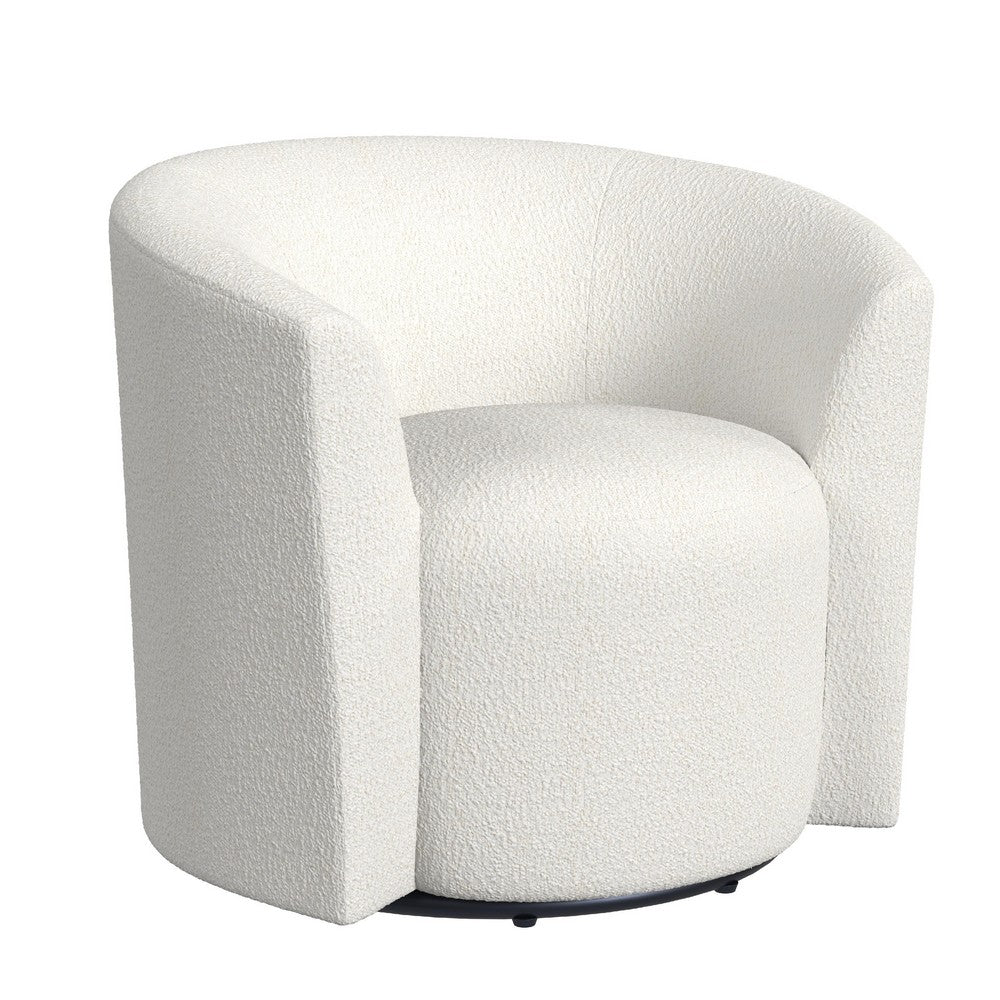 Accent Swivel Chair, Cream Boucle Fabric, Sloped Armrests, Barrel Back -BM334078