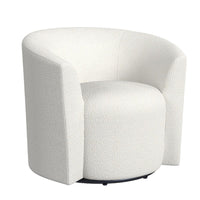 Accent Swivel Chair, Cream Boucle Fabric, Sloped Armrests, Barrel Back -BM334078