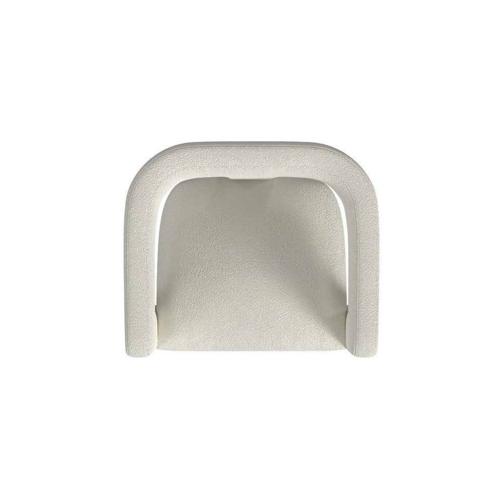 Curved Accent Chair, Modern White Boucle Upholstery on Solid Wood -BM334079
