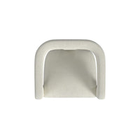 Curved Accent Chair, Modern White Boucle Upholstery on Solid Wood -BM334079