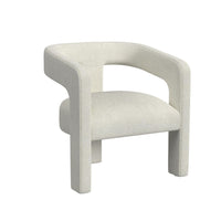 Curved Accent Chair, Modern White Boucle Upholstery on Solid Wood -BM334079