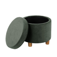 Gio Storage Ottoman, 19 Inch Round Lift Top, Forest Green Velvet -BM334083