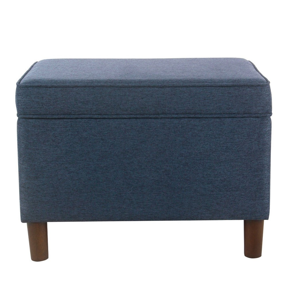 Fero Storage Ottoman, 24 Inch Rectangular Hinged Lid, Blue Upholstery -BM334091