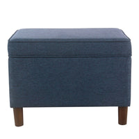 Fero Storage Ottoman, 24 Inch Rectangular Hinged Lid, Blue Upholstery -BM334091