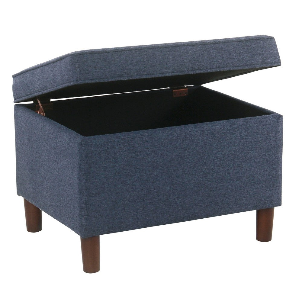 Fero Storage Ottoman, 24 Inch Rectangular Hinged Lid, Blue Upholstery -BM334091