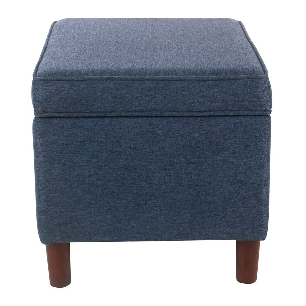 Fero Storage Ottoman, 24 Inch Rectangular Hinged Lid, Blue Upholstery -BM334091