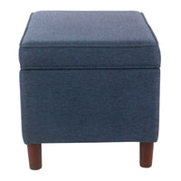 Fero Storage Ottoman, 24 Inch Rectangular Hinged Lid, Blue Upholstery -BM334091
