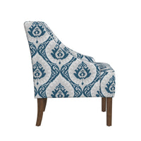 Yolu Accent Chair, Ikat Medallion Print, Blue and White Polyester -BM334106