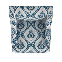 Yolu Accent Chair, Ikat Medallion Print, Blue and White Polyester -BM334106