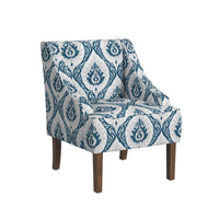 Yolu Accent Chair, Ikat Medallion Print, Blue and White Polyester -BM334106
