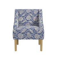 Yolu Accent Chair, Classic Floral Print, Blue and White Polyester -BM334107