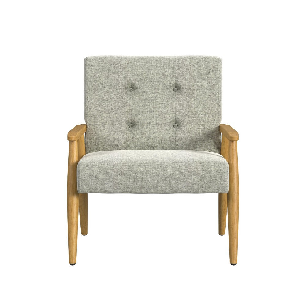 Accent Chair, Soft Light Gray Fabric Seat, Button Tufted Backrest -BM334108