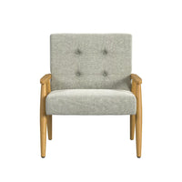 Accent Chair, Soft Light Gray Fabric Seat, Button Tufted Backrest -BM334108