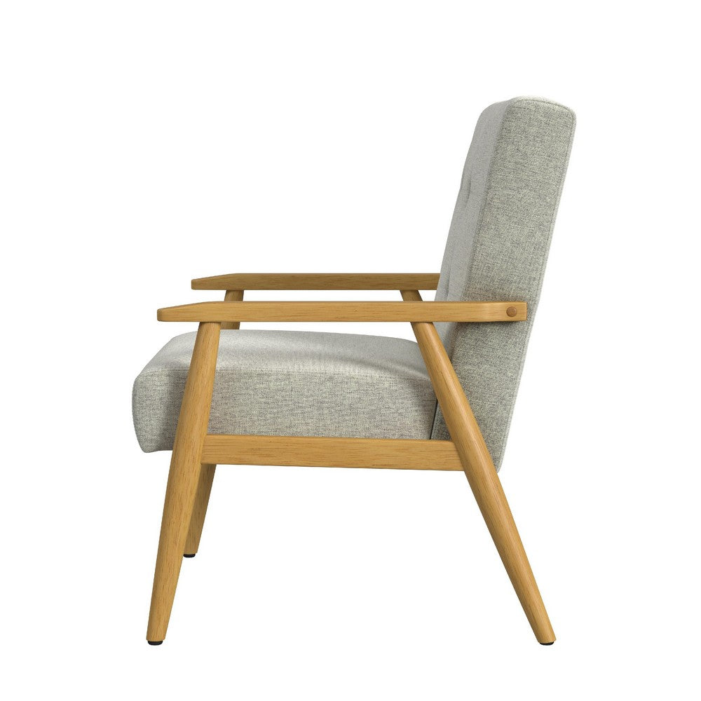 Accent Chair, Soft Light Gray Fabric Seat, Button Tufted Backrest -BM334108