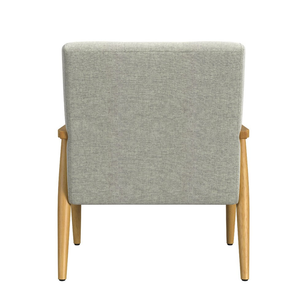 Accent Chair, Soft Light Gray Fabric Seat, Button Tufted Backrest -BM334108