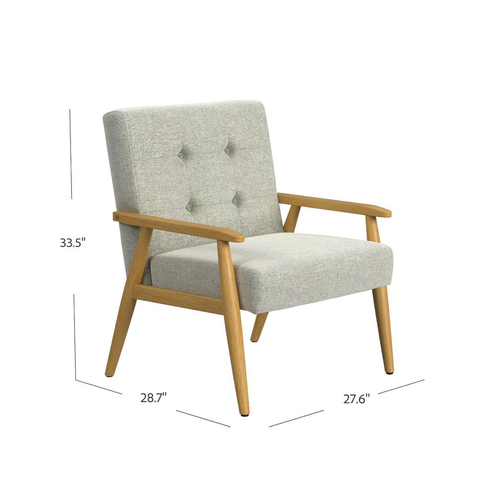 Accent Chair, Soft Light Gray Fabric Seat, Button Tufted Backrest -BM334108