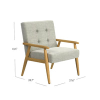 Accent Chair, Soft Light Gray Fabric Seat, Button Tufted Backrest -BM334108
