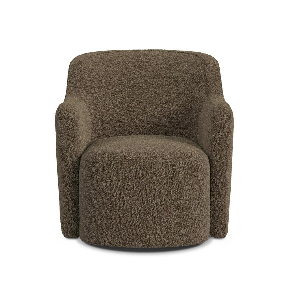 Kopi Swivel Accent Club Chair, Dark Brown Boucle, Curved Backrest -BM334109