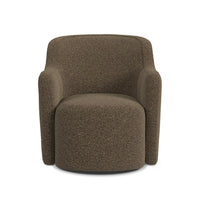 Kopi Swivel Accent Club Chair, Dark Brown Boucle, Curved Backrest -BM334109