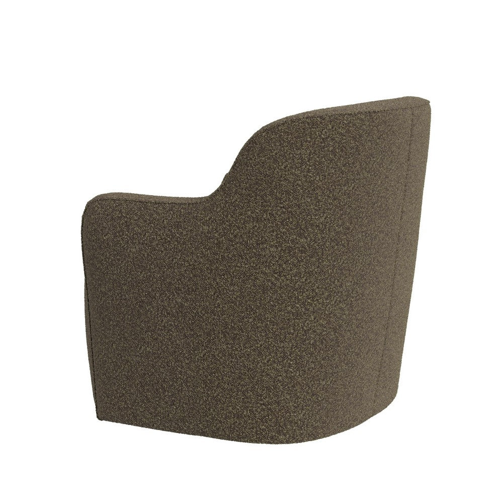 Kopi Swivel Accent Club Chair, Dark Brown Boucle, Curved Backrest -BM334109