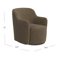Kopi Swivel Accent Club Chair, Dark Brown Boucle, Curved Backrest -BM334109