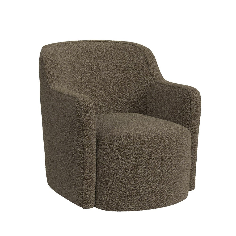 Kopi Swivel Accent Club Chair, Dark Brown Boucle, Curved Backrest -BM334109