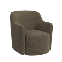 Kopi Swivel Accent Club Chair, Dark Brown Boucle, Curved Backrest -BM334109