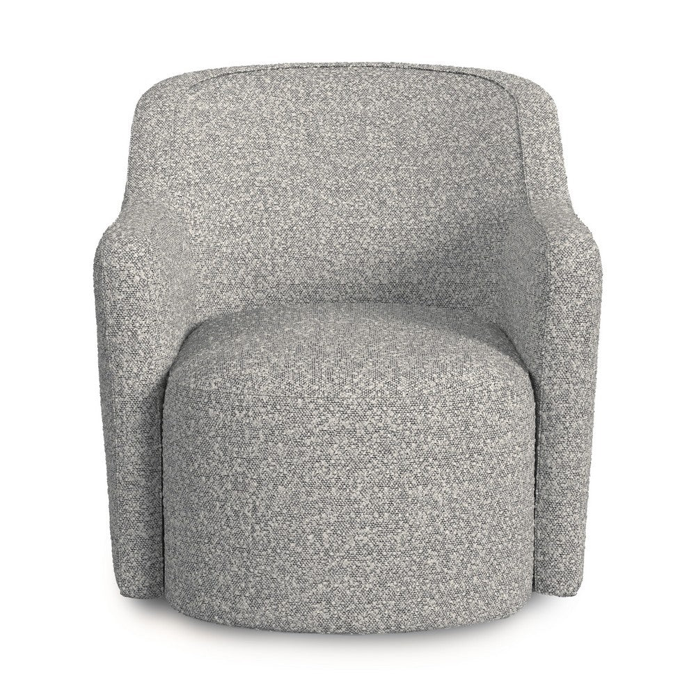Kopi Swivel Accent Club Chair, Cream and Gray Boucle, Curved Backrest -BM334110