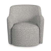 Kopi Swivel Accent Club Chair, Cream and Gray Boucle, Curved Backrest -BM334110