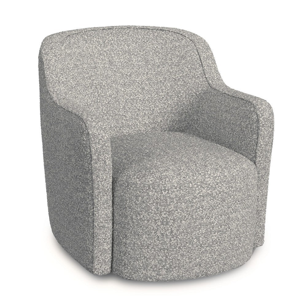 Kopi Swivel Accent Club Chair, Cream and Gray Boucle, Curved Backrest -BM334110