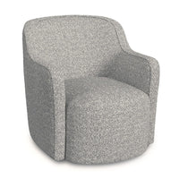 Kopi Swivel Accent Club Chair, Cream and Gray Boucle, Curved Backrest -BM334110