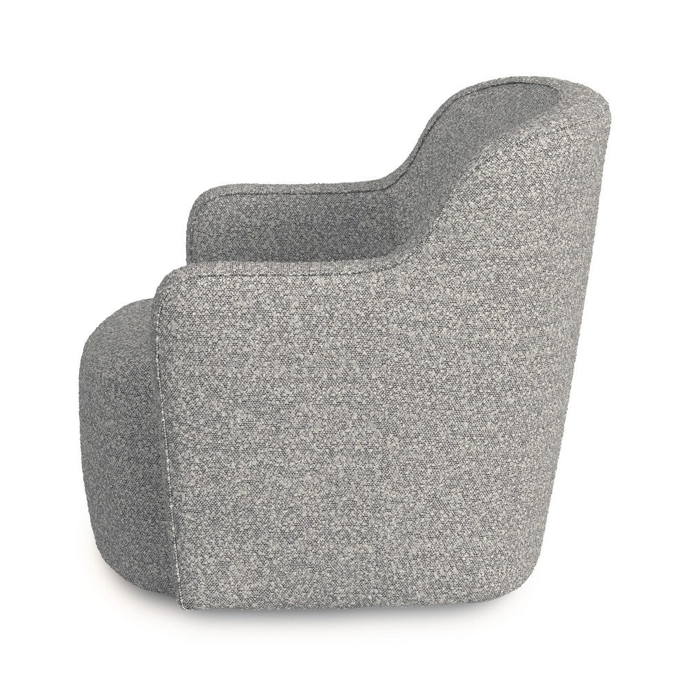 Kopi Swivel Accent Club Chair, Cream and Gray Boucle, Curved Backrest -BM334110