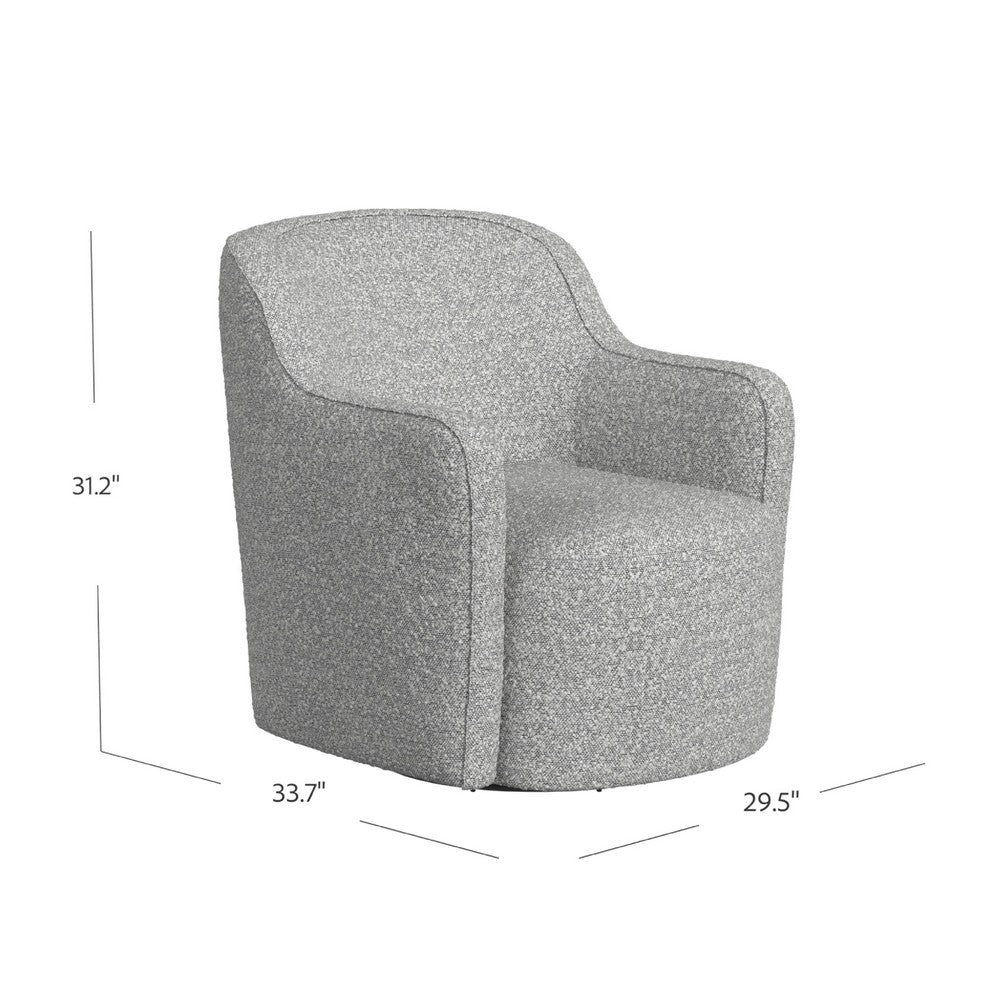 Kopi Swivel Accent Club Chair, Cream and Gray Boucle, Curved Backrest -BM334110