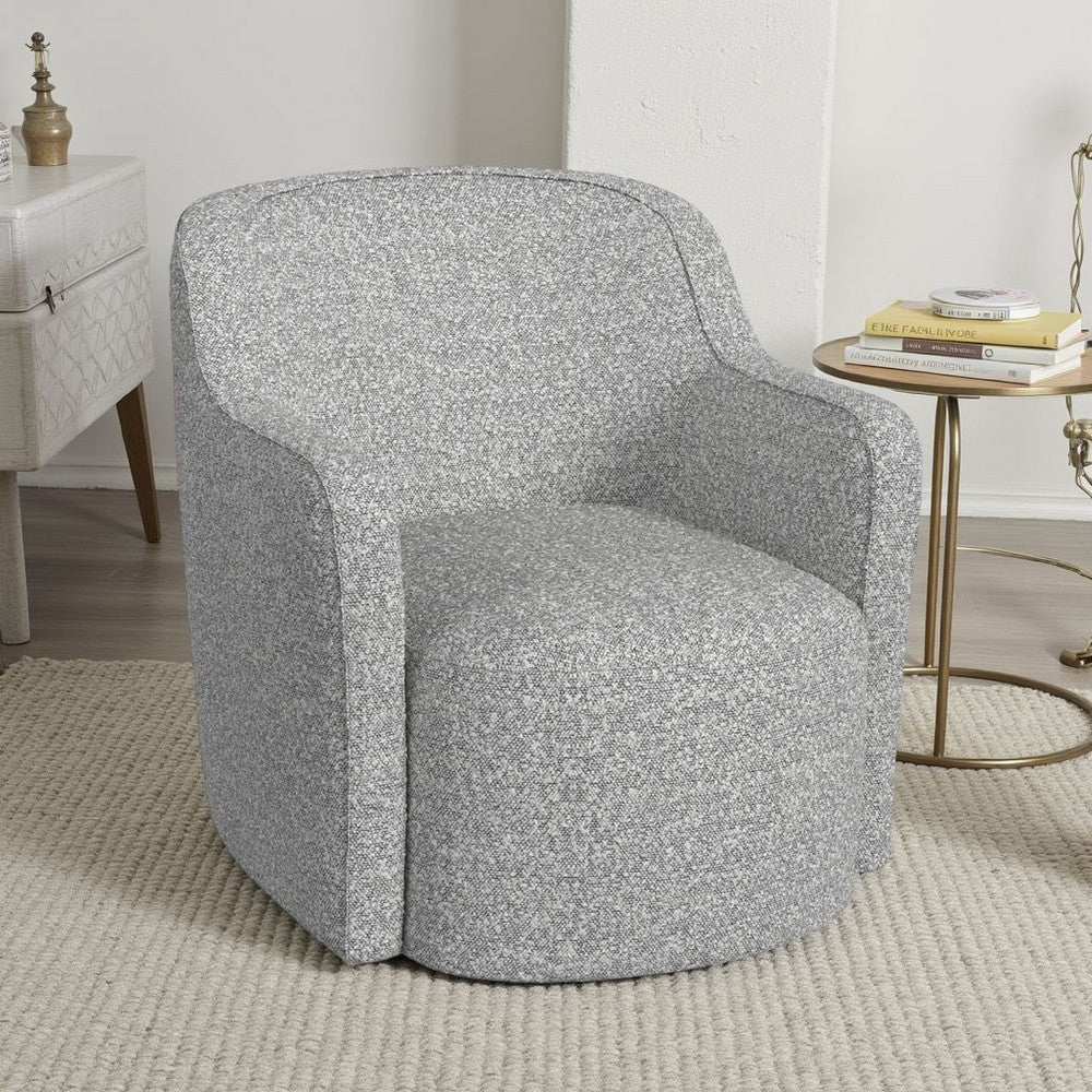 Kopi Swivel Accent Club Chair, Cream and Gray Boucle, Curved Backrest -BM334110