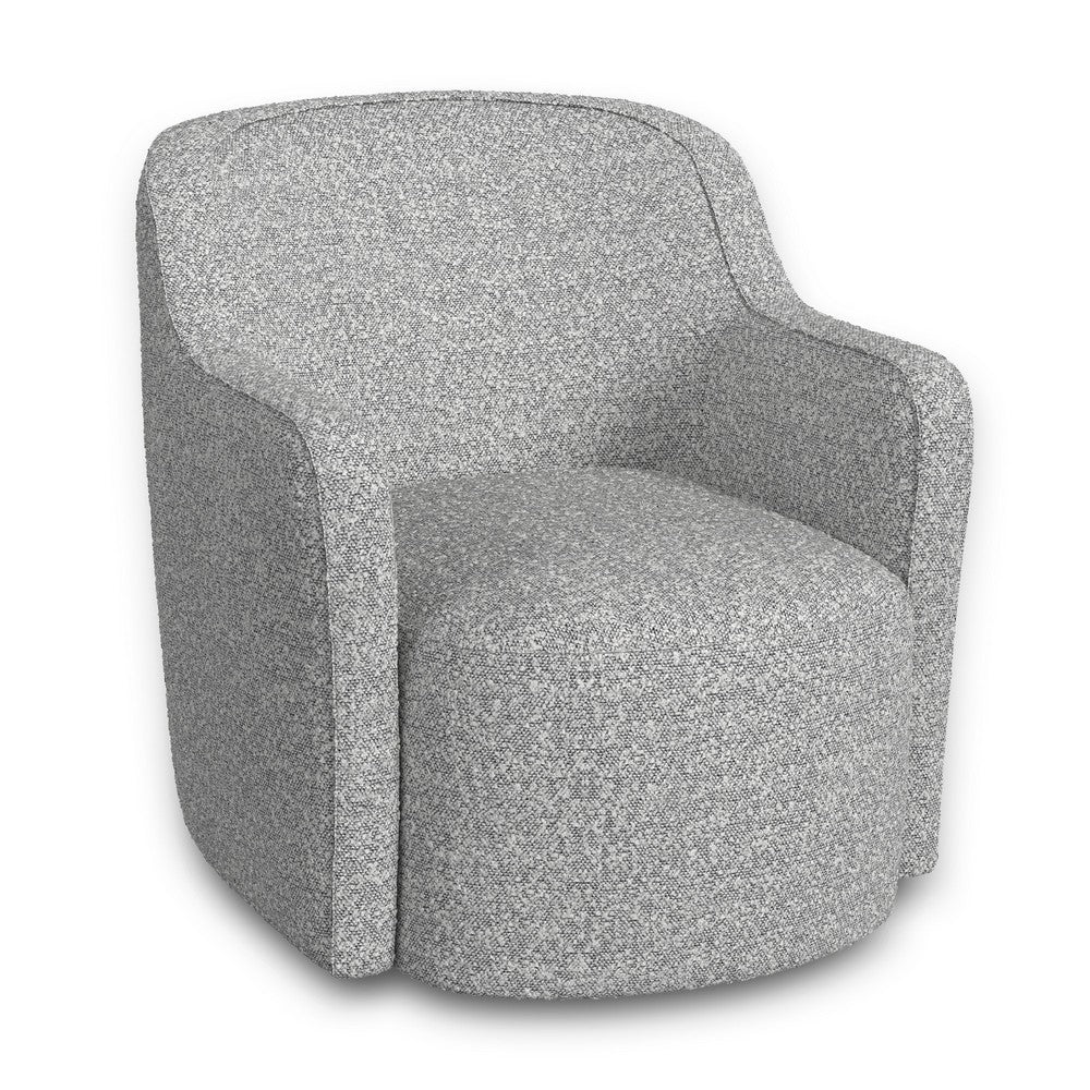Kopi Swivel Accent Club Chair, Cream and Gray Boucle, Curved Backrest -BM334110