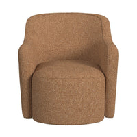 Kopi Swivel Accent Club Chair, Light Tan Brown Boucle, Curved Backrest -BM334111