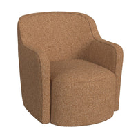 Kopi Swivel Accent Club Chair, Light Tan Brown Boucle, Curved Backrest -BM334111