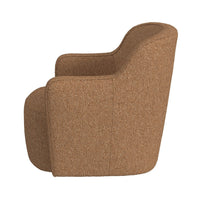 Kopi Swivel Accent Club Chair, Light Tan Brown Boucle, Curved Backrest -BM334111