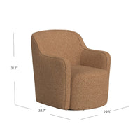 Kopi Swivel Accent Club Chair, Light Tan Brown Boucle, Curved Backrest -BM334111