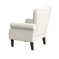 Mowo Accent Armchair, Classic Button Tufted Back, White Woven Fabric -BM334112