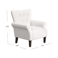 Mowo Accent Armchair, Classic Button Tufted Back, White Woven Fabric -BM334112